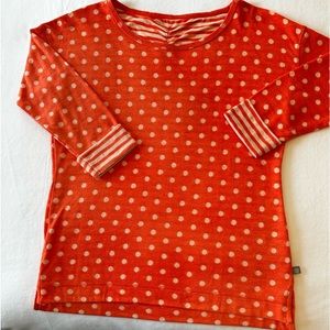 Cute Tangerine w/ White Dots and Striped Cuffs Sport Top